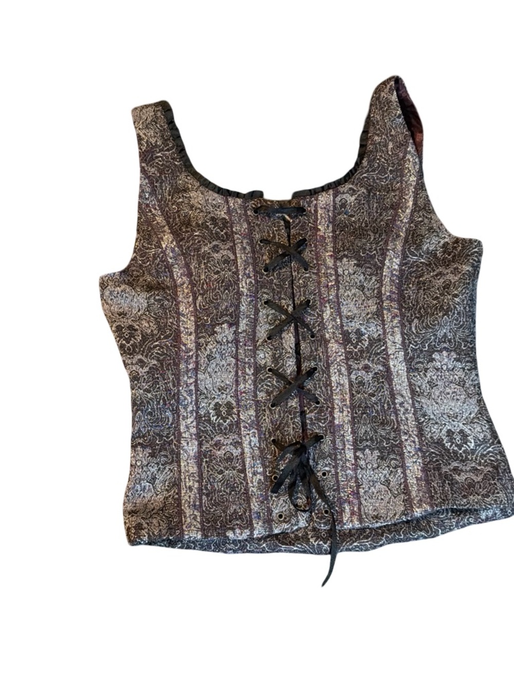 Floral Vintage, Cottagecore, structured, tapestry/medievil, brocade corset top S - Picture 7 of 9